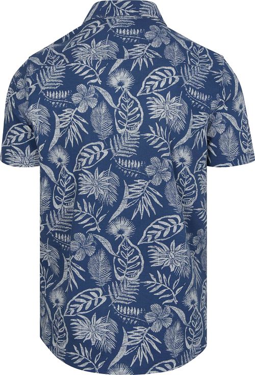 NZA Shirt Short Sleeve Piqué Flower Print Blue