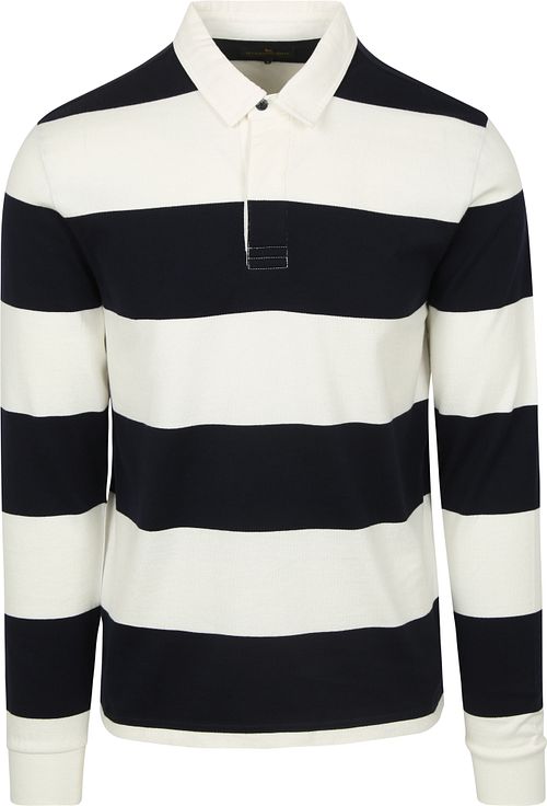 Steppin' Out Rugby Polo Rayures Marine Blanc Product