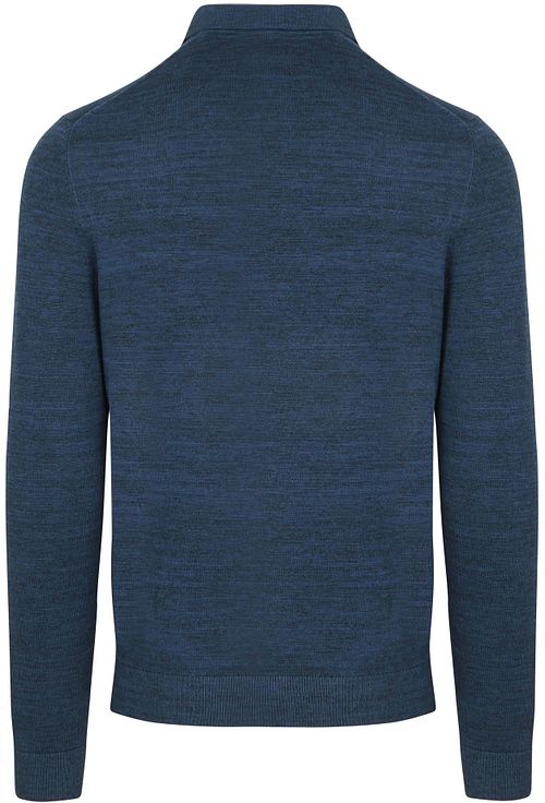 Suitable Polo Manches Longues Flat Knit Bleu Product / Achterkant
