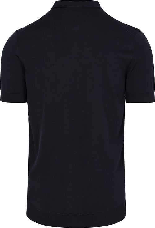 Suitable Knitted Half Zip Polo Shirt Dan Navy Product / Achterkant