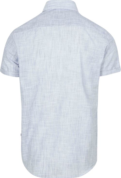 Suitable Short Sleeves Shirt Cotton Slub Stripes Blue Product / Achterkant