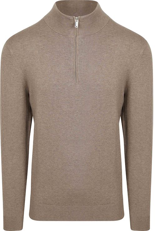 Profuomo Halv Zip Pullover Deluxe Basic Taupe Product