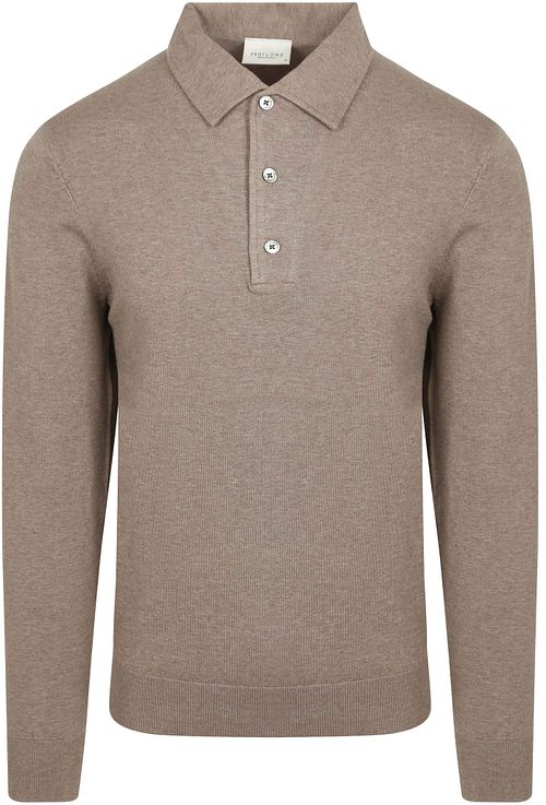 Profuomo Longsleeve Polo Shirt Luxury Basic Taupe Product