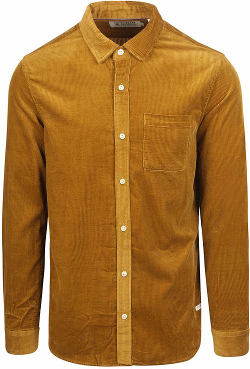Scotch and Soda Chemise velours côtelé uni jaune ocre Product
