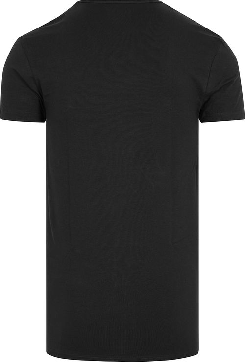 Slater 2-pack elastyczne T-Shirt z dekoltem w serek czarne Product / Achterkant