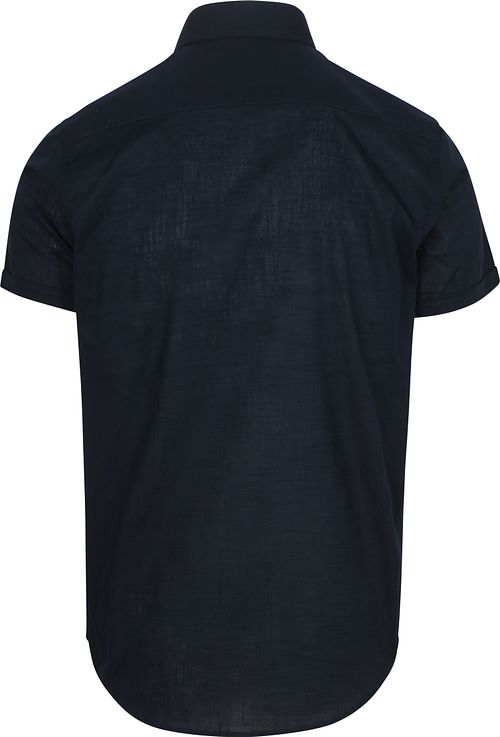 Suitable Short Sleeves Shirt Cotton Slub Navy Product / Achterkant