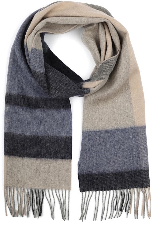 Szalik Profuomo wełniany, colourblock, w odcieniach niebieskiego, szarego i beżowego Product