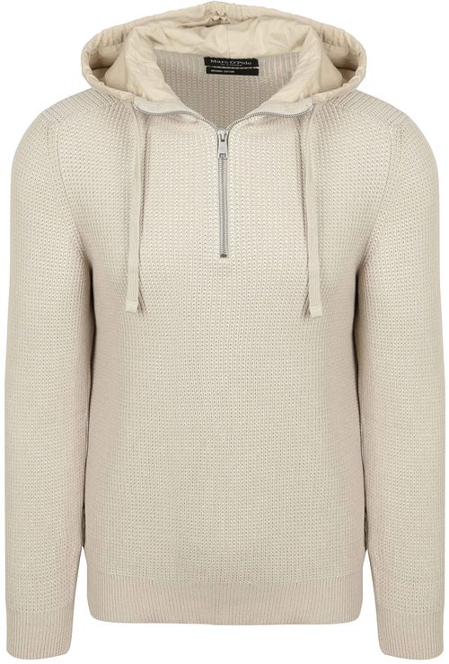 Marc O'Polo Hooded Half Zip Genser Structured Bi-Colour Ecru Product