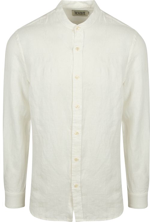 Scotch and Soda Camicia in lino con collo alla coreana bianca Product