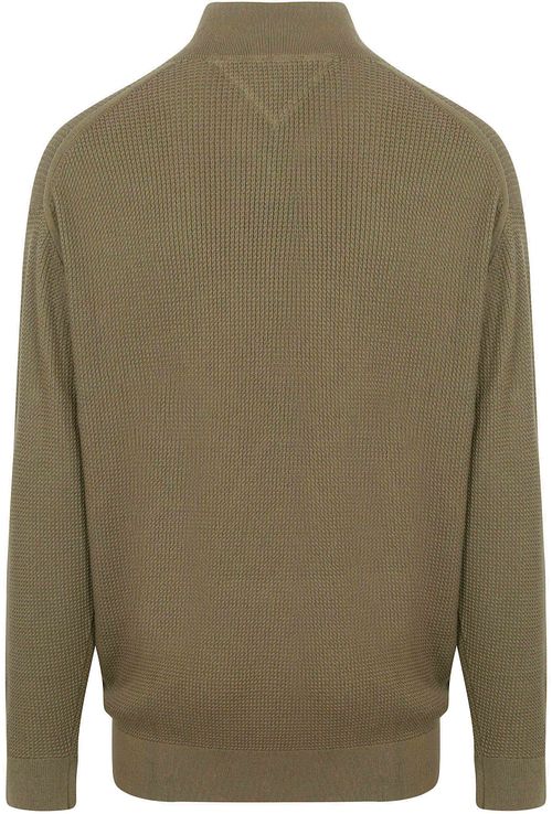 Tommy Hilfiger Big&Tall sweter z dzianiny w warkocze z krótkim zamkiem, oliwkowy Product / Achterkant