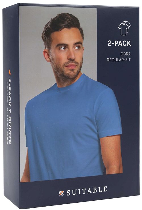 Suitable Obra T-Shirt High Round Neck Mid Blue 2-Pack