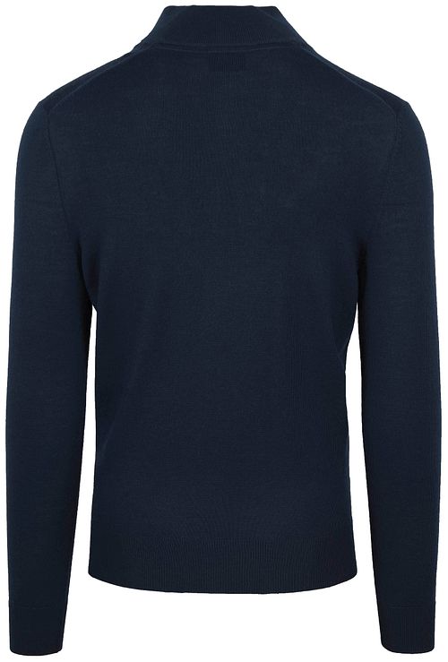 Suitable Sweter z wełny merino z półgolfem i zamkiem 1/2 Navy Product / Achterkant