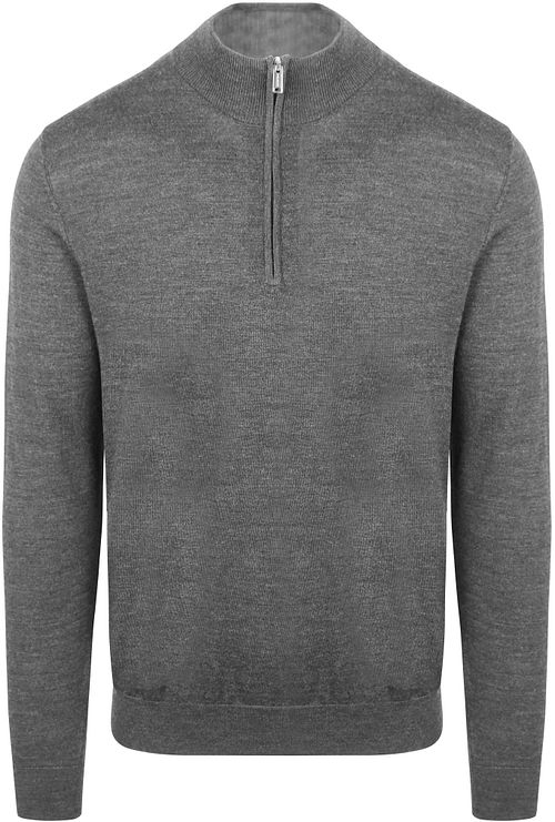 Profuomo Halvveis Glidelås Pullover i Merinoull Grå Product