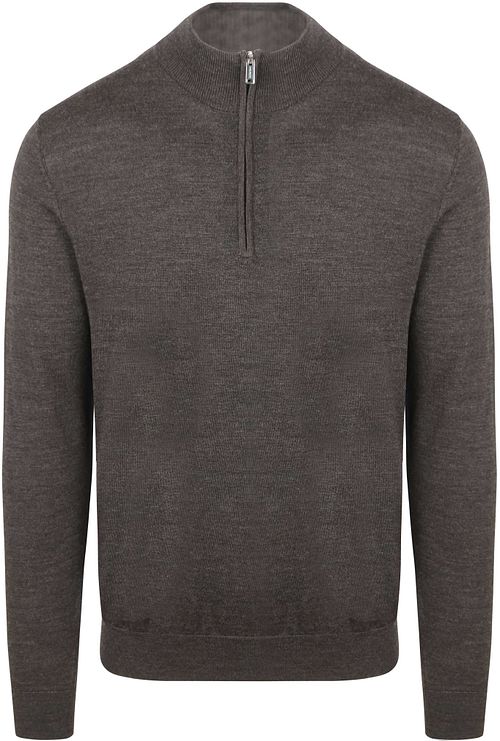 Profuomo Pull Demi-Zip Laine Mérinos Marron Foncé Product