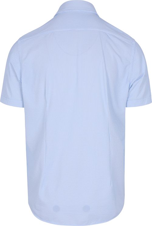 R2 Short Sleeve Overhemd Seersucker Lichtblauw