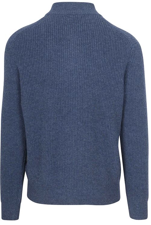 Steppin' Out Half Zip Trui Lamswol Mid Blauw Product / Achterkant