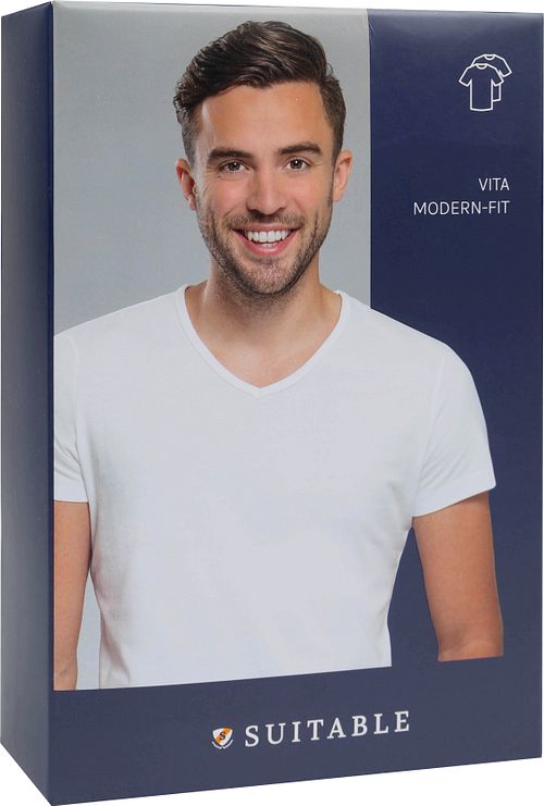 Suitable Vita T-Shirt V-Hals Wit 2-Pack Verpakking