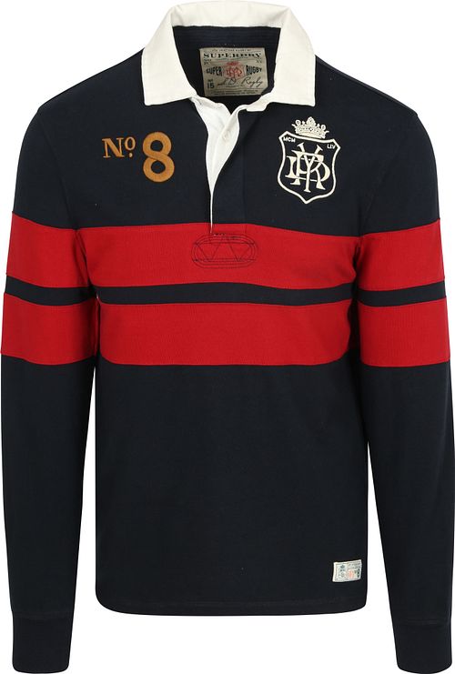 Superdry Rugby Polo Vintage Streep Navy/Rood Product