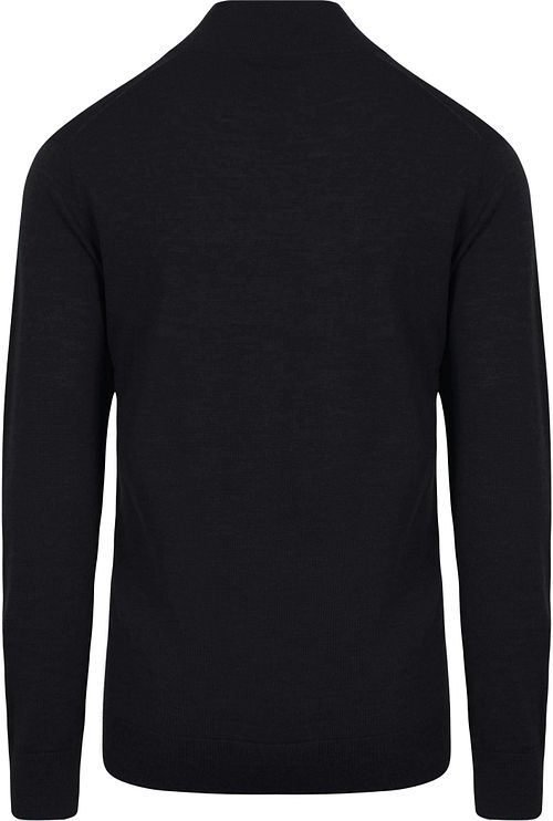 King Essentials The Michael Half Zip Pull Merino Schwarz Product / Achterkant