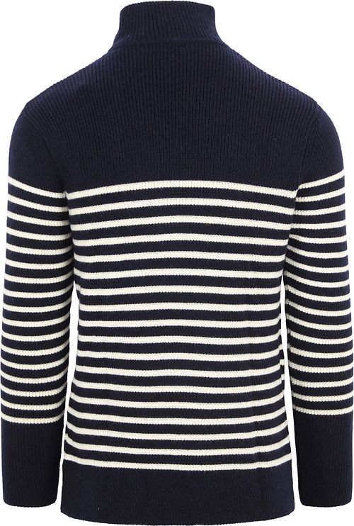 KnowledgeCotton Apparel Pullover i Uld Marineblå Halfzip Product / Achterkant