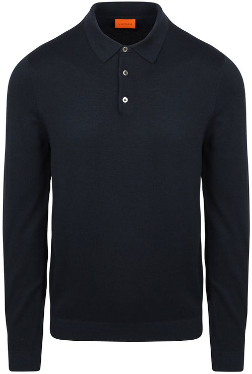 Koszulka polo Suitable Flat Knit z długim rękawem granatowa Product