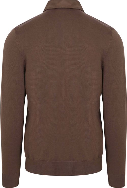 Profuomo Langærmet Poloshirt Luxury Basic Brun Product / Achterkant