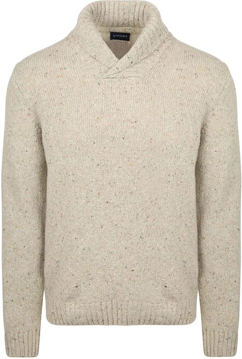 Suitable Pullover Shawl Tweed Eco Wool Ecru