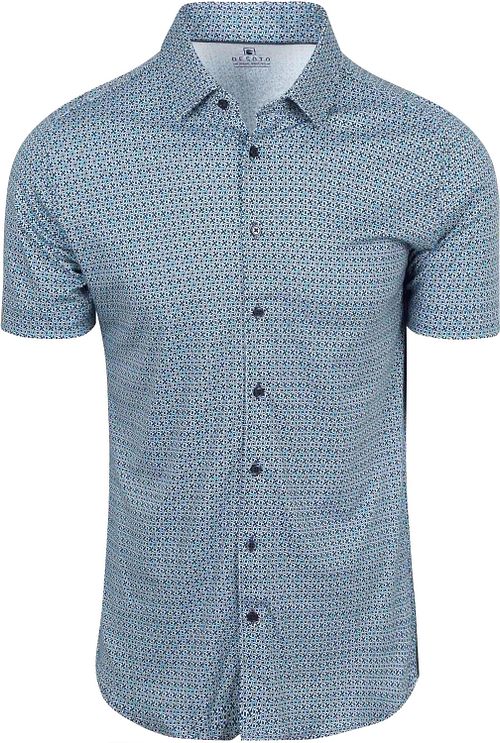 Desoto Short Sleeve Hemd Druck Aqua Blau Product