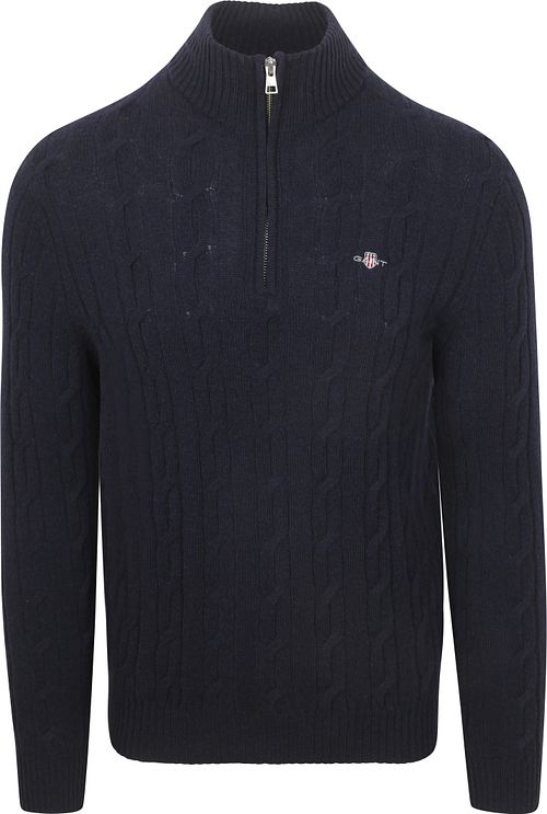 Gant Halfzip Laine D'Agneau Sweater Cable Marine Product