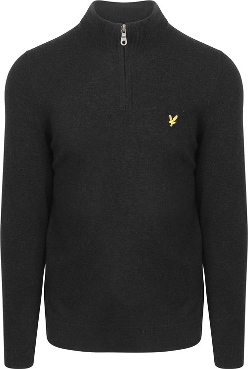 Lyle & Scott Halv zip pullover i svart lamull Product