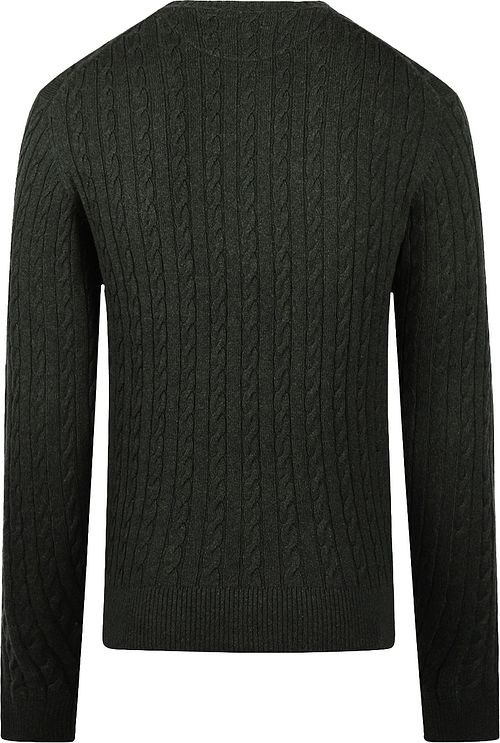 McGregor sweter z warkoczowym splotem z wełny merino, melanż, ciemnozielony Product / Achterkant