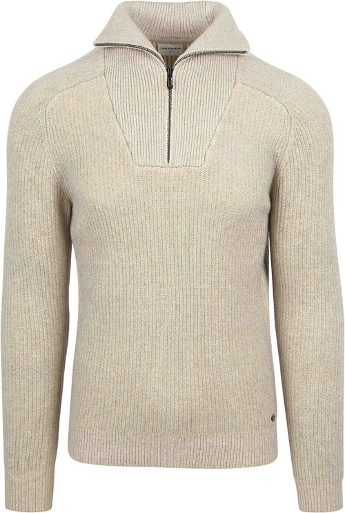 No Excess Pull Demi-Zip Two Coloured Melange Greige Product