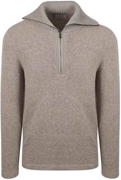 Suitable Deep Zip Pullover z gotowanej wełny, taupe Product