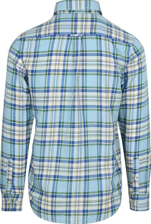 Camicia Steppin' Out in lino e cotone a quadri blu e verde Product / Achterkant