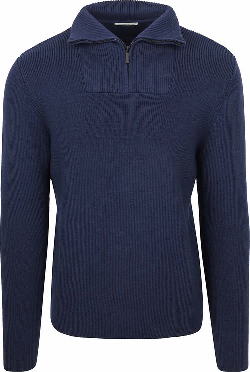 KnowledgeCotton Apparel Pullover Half Zip Pullover Merino Navy
