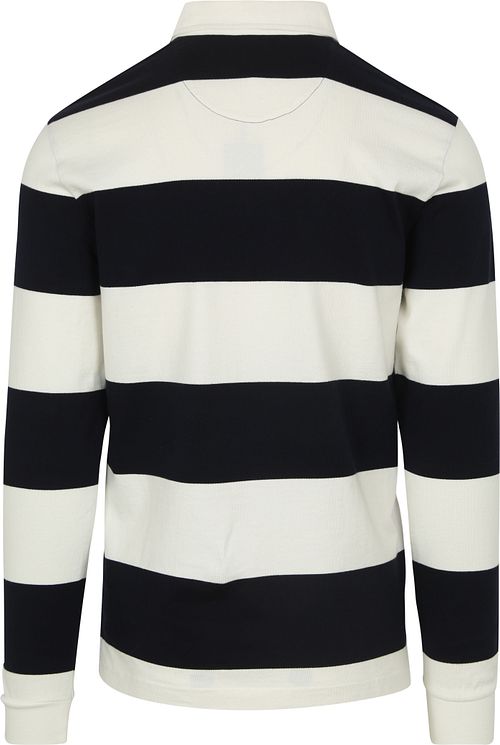 Steppin' Out Rugby Polo Streep Navy Wit Product / Achterkant