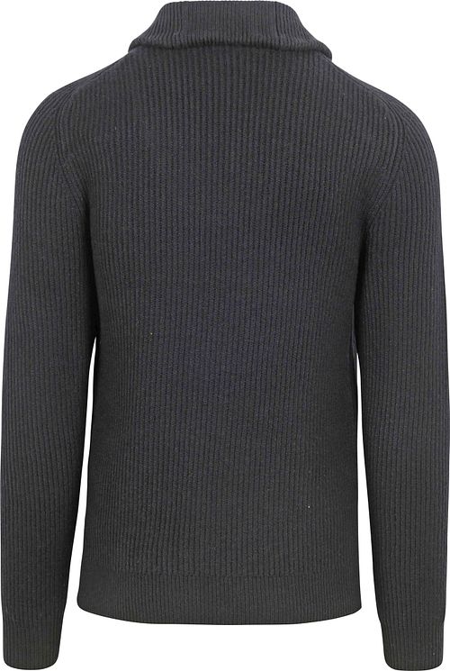 No Excess Half Zip Trui Two Coloured Melange Zwart Product / Achterkant