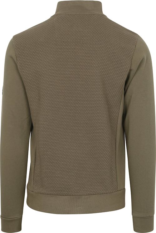 Pullover Petrol con mezza zip, trama strutturata, verde oliva Product / Achterkant
