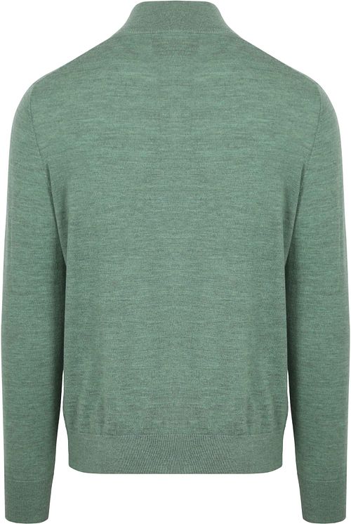 King Essentials Den Michael Halv Zip Pull Merino Grön Product / Achterkant