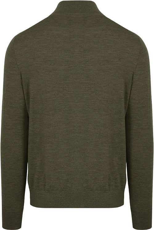 King Essentials The Michael Halv Zip Trøje Army Merino Grøn Product / Achterkant