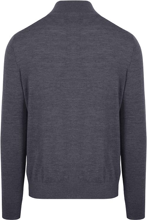 KING Essentials The Michael – sweter z krótkim zamkiem z wełny merino, antracytowy Product / Achterkant