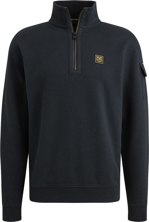 PME Legend Halvveis Glidelås Genser i Interlock Jersey Marineblå Product