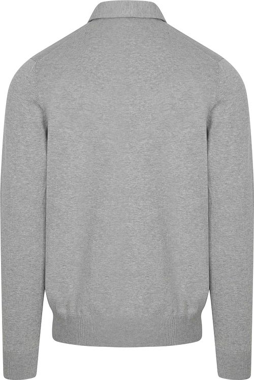 Profuomo Longsleeve Poloshirt Luxury Basic Grijs Product / Achterkant