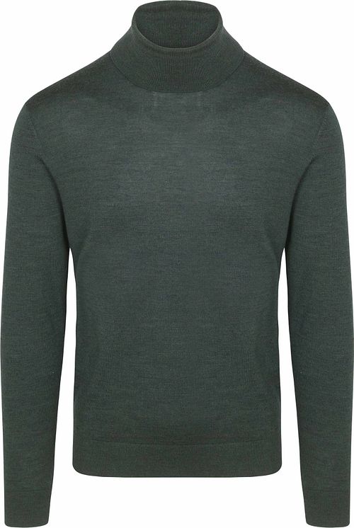 Suitable Pull Col Roulé Merino Mélanger Vert Foncé Product