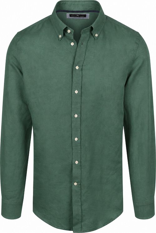 Camicia Steppin' Out in lino e cotone verde scuro Product