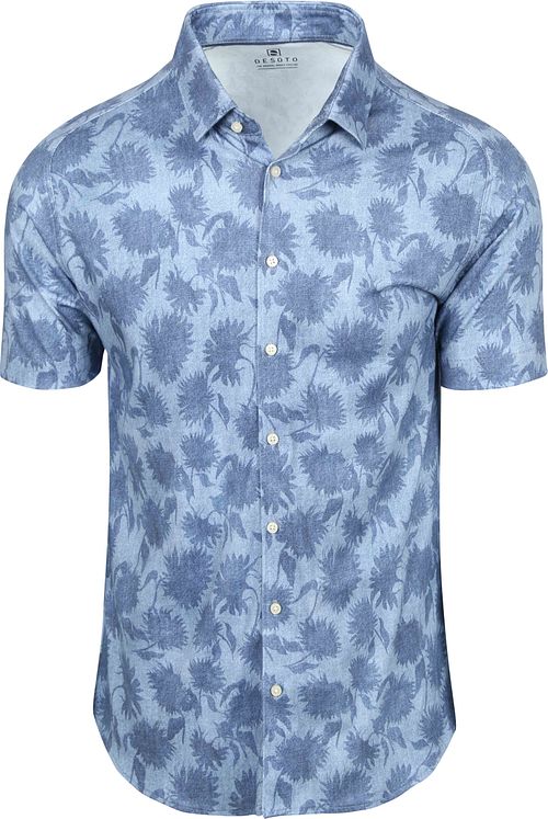 Desoto Short Sleeve Overhemd Print Bleached Denim Product