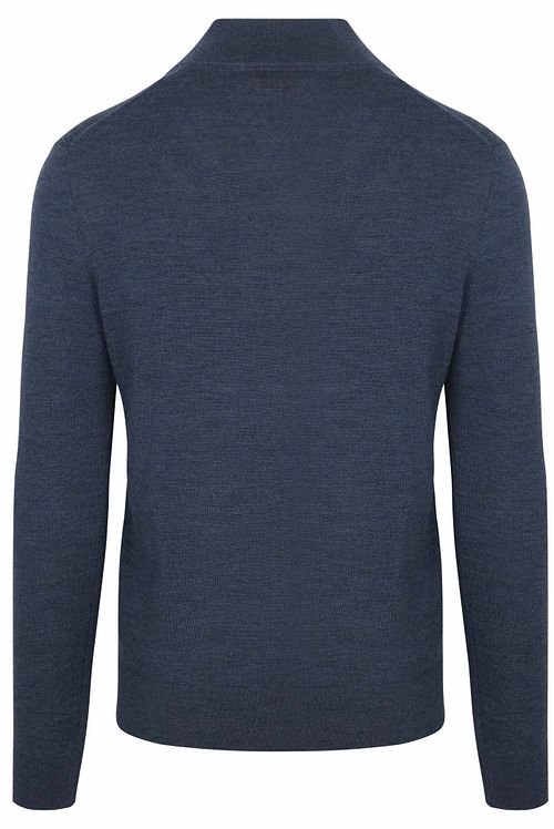 Suitable Merino Half Zip Trui Denim Blauw Product / Achterkant
