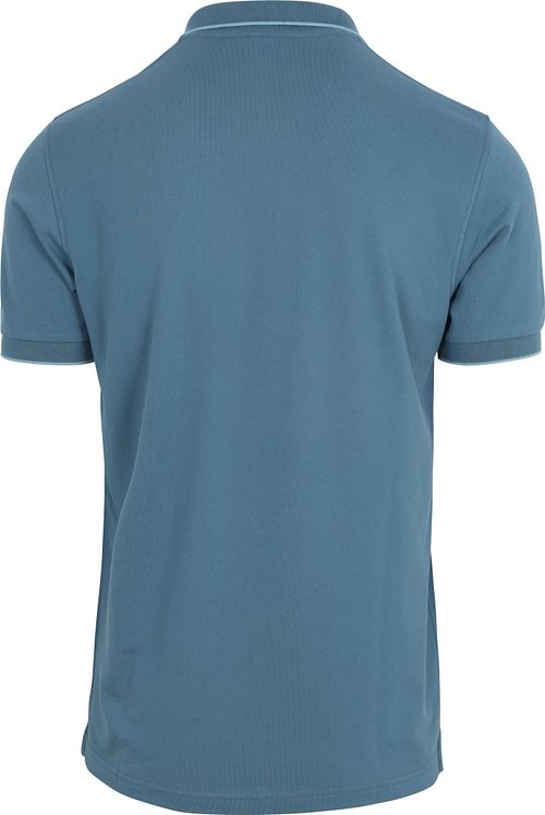 Sun68 Polo Shirt Small Stripe Collar Petrol Blue