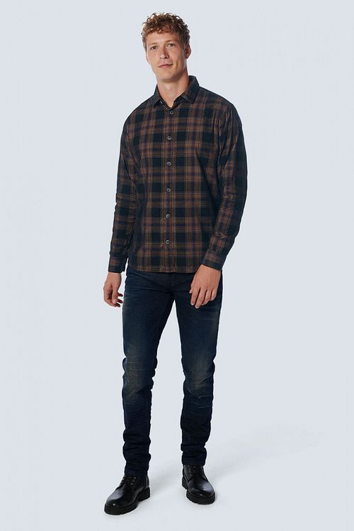 No Excess Skjorte Corduroy Rutete Navy Model / Voorkant