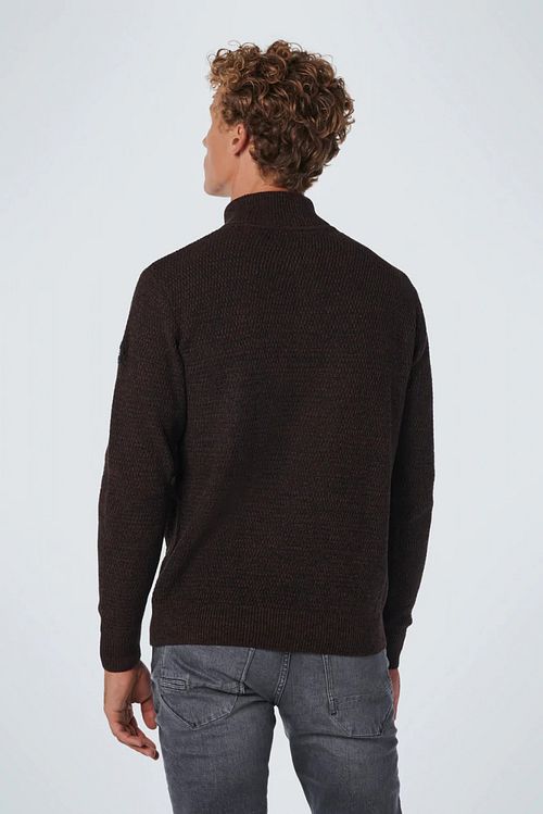 Sweter Half Zip No Excess w kolorze Coffee Model / Achterkant